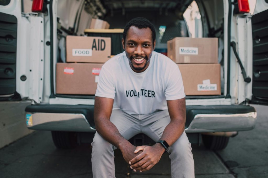 Charity delivering food in a van