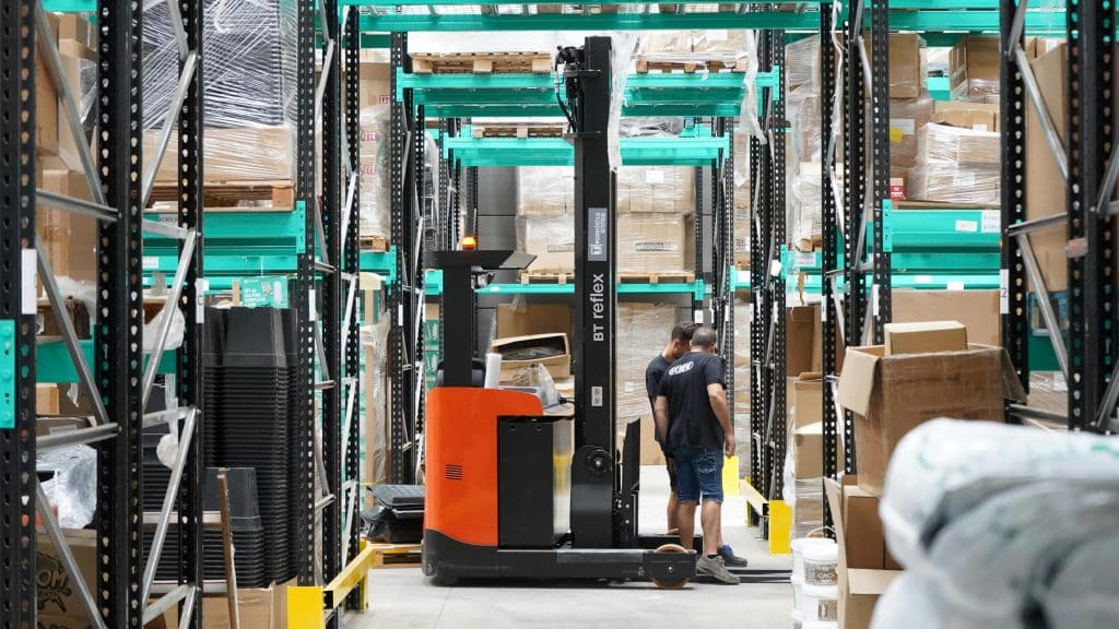 Warehouse with forklift